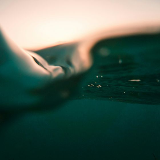A dark teal wave at dusk